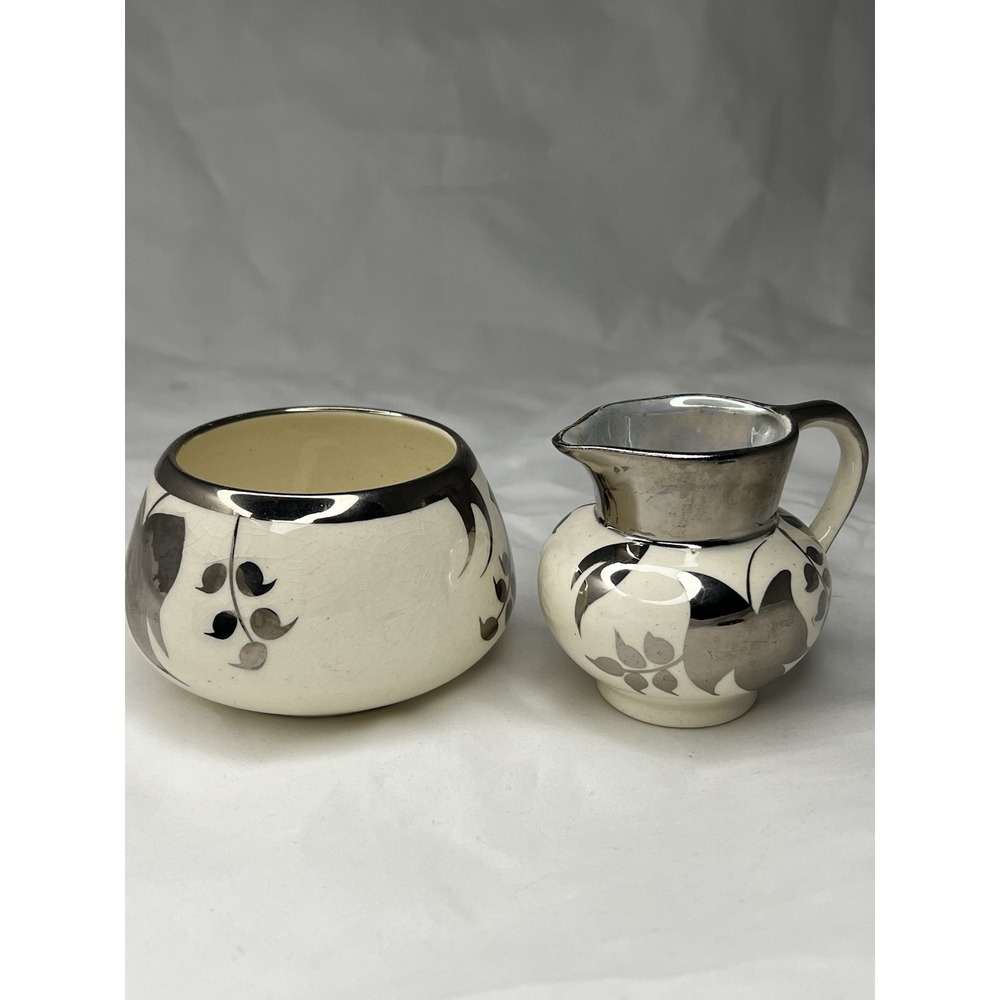 Lancaster Sandland Silver Luster Creamer Sugar Bowl Set Vintage England